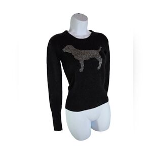 VTG PINK by Victoria's Secret black cashmere studded dog sweater